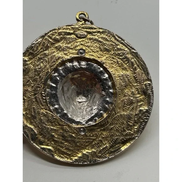 Rare Vtg KENNETH J LANE Large Lion Sun Holding Ring in Mouth Pendant Necklace - Picture 3 of 6